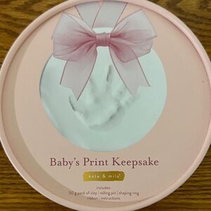 Kate & Milo Baby's Print Keepsake with Pink Ribbon